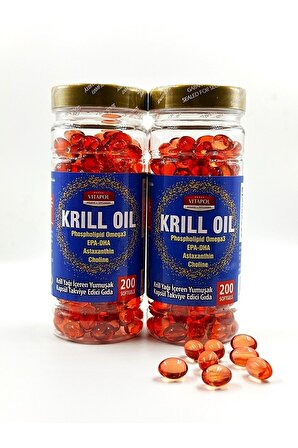 Vitapol Krill Oil Complex Astaxanthin Choline Phosphatidylserine Omega3 Epa Dha 200 Kapsül 2 Adet
