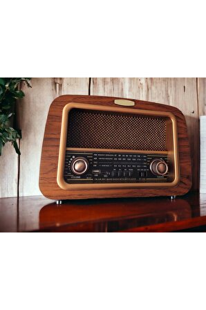 gerçek ahşap eskitme görünümlü büyük boy nostajik radyo
