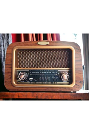 gerçek ahşap eskitme görünümlü büyük boy nostajik radyo