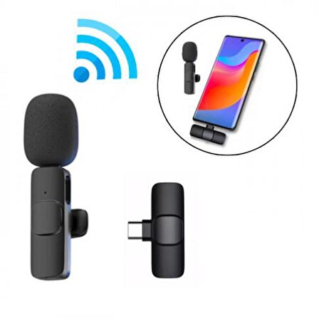 Coofbe Wireless Type-C İçin Kablosuz Tak Konuş Yaka Mikrofonu Canlı Yayın Mikrofonu Gürültü Önleyici Mikrofon