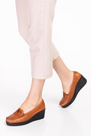 Artı-Artı014-14127 Hakiki Deri Ortopedik Kadın Platform Topuk Ayakkabı