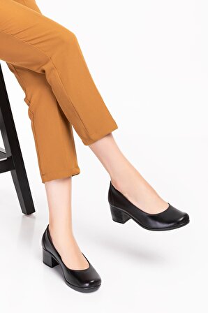 Artı-Artı020-0723-2 İçi Hakiki Deri Kadın Günlük Kalın Topuklu Ayakkabı