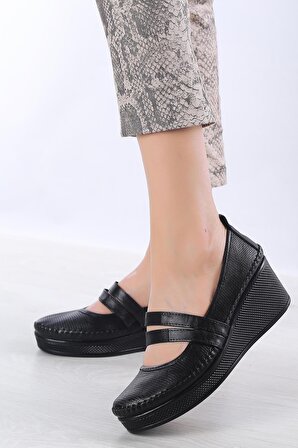 Artı-Artı014-14153-2  Hakiki Deri Ortopedik Kadın Kömür Ayakkabı