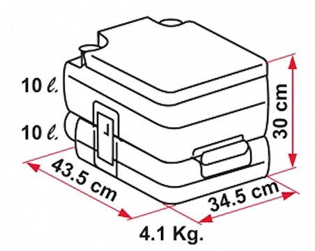 Marintek Portatif tuvalet. Pis su tankı kapasitesi 10 L