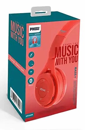 Phixi Basic HP300R Bluetooth Kulaklık Kırmızı