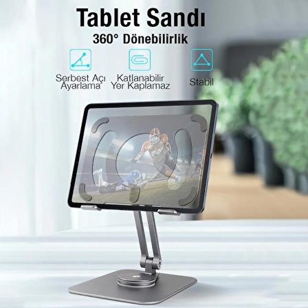 Coofbe Metal 360 Derece Dönebilen Açı Ve Yükseklik Ayarlı Masaüstü Tablet Standı Tablet Tutucu Stand