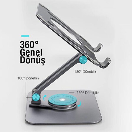 Coofbe Metal 360 Derece Dönebilen Açı Ve Yükseklik Ayarlı Masaüstü Tablet Standı Tablet Tutucu Stand