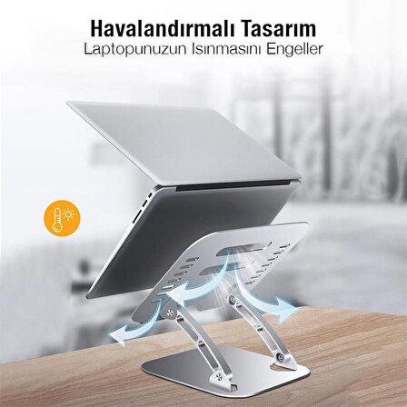 Coofbe Alüminyum Yükseklik Ayarlı Havalandırmalı Masaüstü Laptop Standı Laptop Tutucu Laptop Sehpası