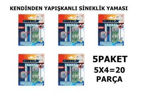 Sineklik Yaması Sineklik Tamir Bantı Kendinden Yapışkanlı 10x10cm 4Adet 5 Paket