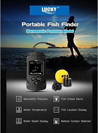 LUCKY Taşınabilir Balık Bulucu Sensörü Kablolu El Derinliği - Ekranlı