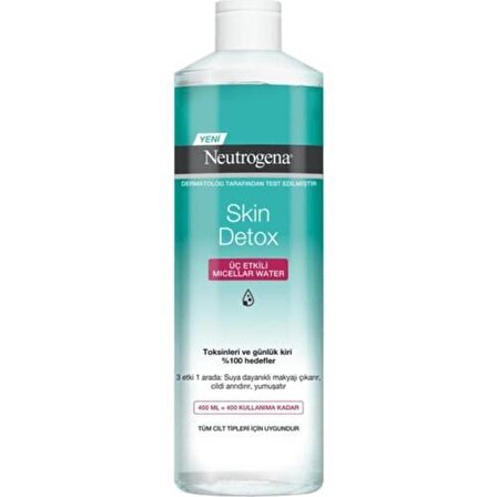 Neutrogena Hydro Boost Skin Detox Üç Etkili Makyaj Temizleme Suyu 400 Ml