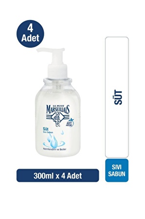 Le Petit Marseillais Nemlendirici Sıvı Sabun Süt 300 ml x4 Ekonomik Paket