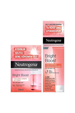 Neutrogena Bright Boost Yaşlanma Karşıtı Jel Krem 50 ml + Canlandıran Yenileyici Peeling 75 ml