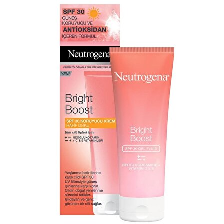 Neutrogena Bright Boost Tüm Cilt Tipleri İçin Su Bazlı Yağsız SPF30 Aydınlatıcı Yüz Bakım Kremi 50 ml