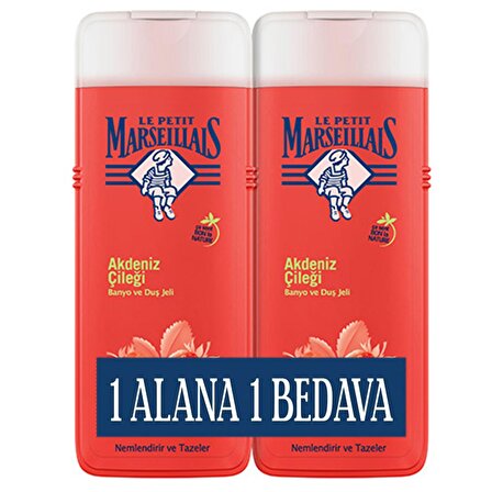 Le Petit Marseillais Akdeniz Çileği Aromalı Nemlendirici Tüm Ciltler İçin Kalıcı Kokulu Duş Jeli 2 x 400 ml