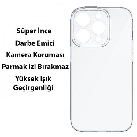Baseus Süper İnce Sararmaz Kamera Korumalı Şeffaf iPhone 14 Pro Kılıf Parmak İzi Bırakmaz İphone14 Pro