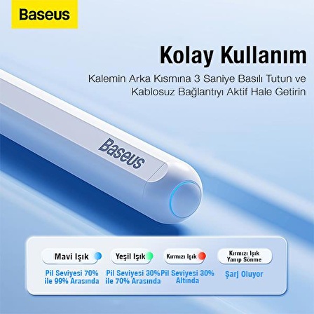 Baseus 125Mah Yedek Başlık Kablosuz Şarjlı iPad Dokunmatik Kalem iPad Air 4 Kalem Tablet Çizim Kalemi