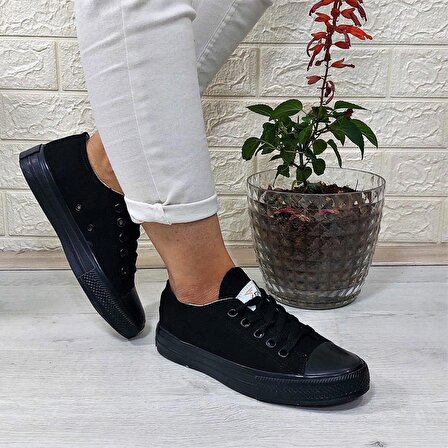 Fiyra 554 Siyah-Siyah Kısa Unisex Sneaker Keten Spor Ayakkabı