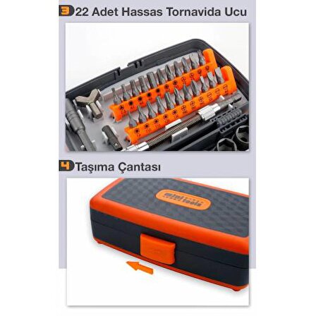 Coofbe 38 Parça Taşıma Çantalı Profesyonel Cırcırlı Lokma Tornavida Seti Laptop Araç Tamir Seti