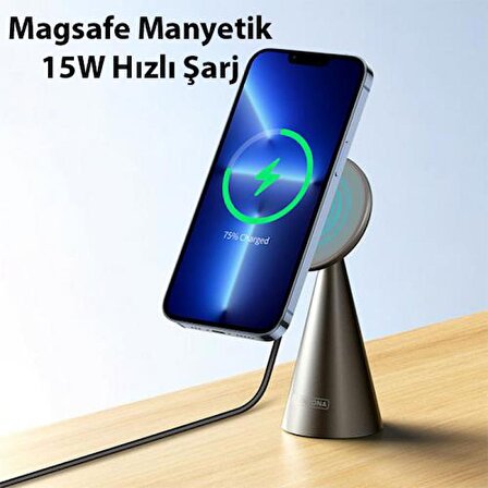 Coofbe Magsafe Uyumlu 15W Masaüstü Kablosuz Şarj Cihazı İphone 14 13 12 11 Pro Max Şarj Standı
