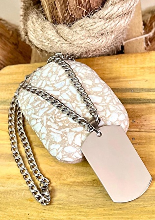 1. Sınıf Çelik Büyük Dogtag Asker Künyesi Kolye 60 cm(3 Seçenekli)