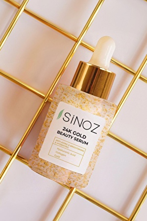 Sinoz 24k Altın Parçacıklı Hyaluronik Asit Içeren Kırışıklık Karşıtı Kolajen Cilt Bakım Serum 30 ml