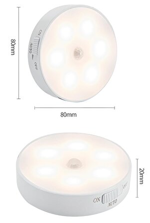  Ledli Beyaz Renk Hareket Sensörlü Usb Şarjlı Led Işık