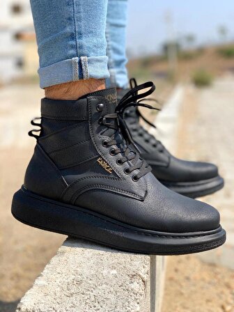 Knack Yüksek Taban Ayakkabı B-404 Siyah (Siyah Taban)