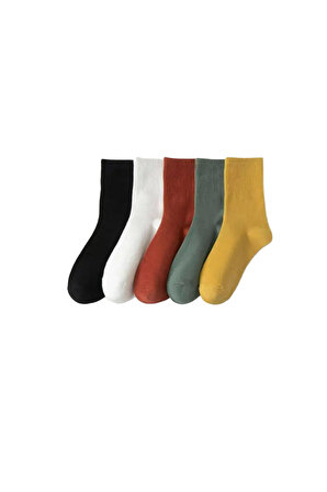 5'li Unisex Derbili Soket Çorap Pastel Renkler