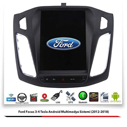 Ford Focus 3-4 Tesla Android Multimedya Sistemi (2012-2018) 2 GB Ram 16 GB Hafıza 8 Çekirdek Necvox Evervox BRC