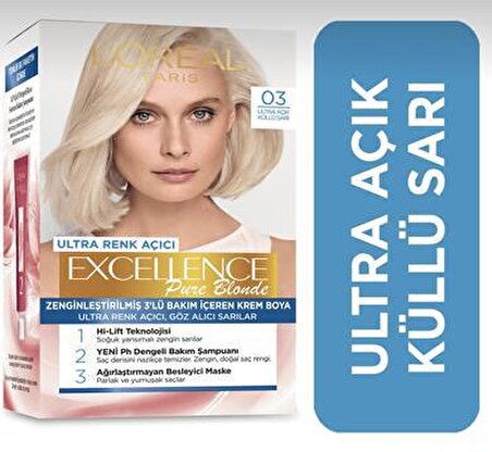 L'Oréal Excellence Pure Blonde Saç Boyası 03 Ultra Açık Küllü Sarı