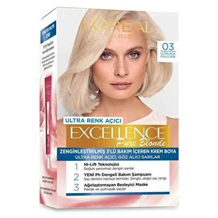 L'Oréal Excellence Pure Blonde Saç Boyası 03 Ultra Açık Küllü Sarı