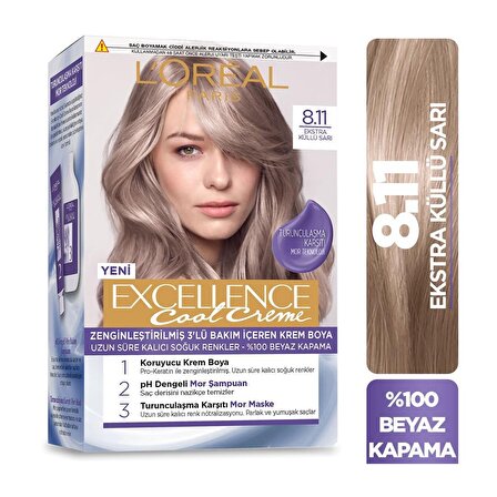 L’Oréal Paris Excellence Cool Creme Saç Boyası – 8.11 Ekstra Küllü Sarı