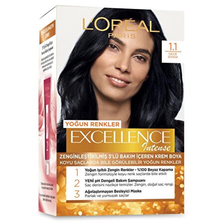 L'Oréal Paris Excellence Intense Saç Boyası - 1.1 Gece Siyahı