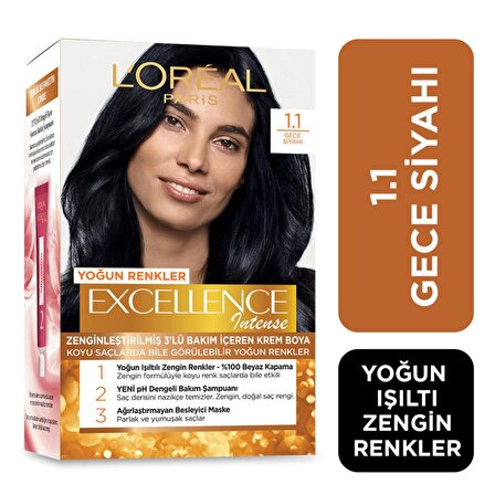 L'Oréal Paris Excellence Intense Saç Boyası - 1.1 Gece Siyahı