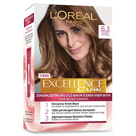 Loreal Excellence Creme Saç Boyası 6.3 Badem Kahvesi