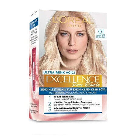 L'Oréal Excellence Pure Blonde Saç Boyası 01 Ultra Açık Doğal Sarı