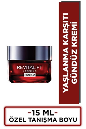 Loreal Paris Revitalift Lazer X3 Yaşlanma Karşıtı Hyalüronik Asit 30 Yaş + Gündüz Yüz ve Boyun Kremi 15 ml 