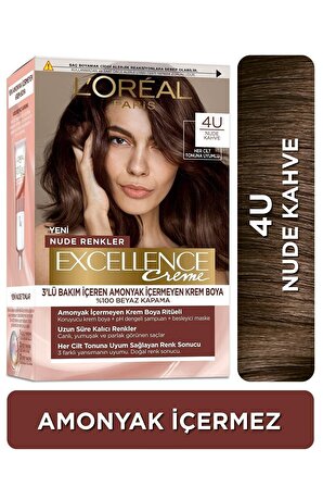 L’Oréal Paris Excellence Creme Nude Renkler Saç Boyası – 4U Nude Kahve