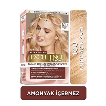 L’Oréal Paris Excellence Creme Nude Renkler Saç Boyası – 10U Nude Açık Sarı