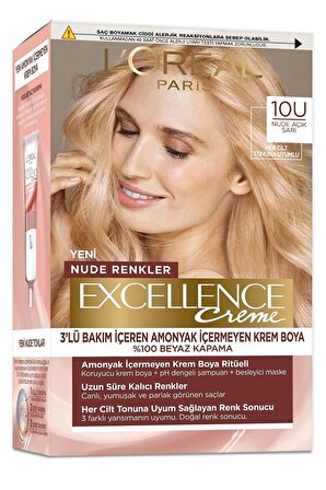 L’Oréal Paris Excellence Creme Nude Renkler Saç Boyası – 10U Nude Açık Sarı