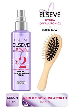 Elseve Hydra Hyaluronic Nem ile Dolgunlaştıran Saç Bakım Serumu ve Ahşap Tarak 150ml