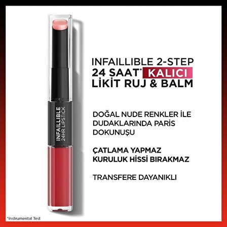 L'Oréal Paris Infaillible 2-Step 24 Saat Kalıcı Likit Ruj & Balm - 501 Timeless Red