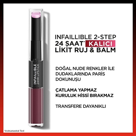 L'Oréal Paris Infaillible 2-Step 24 Saat Kalıcı Likit Ruj & Balm - 215 Wine Oclock