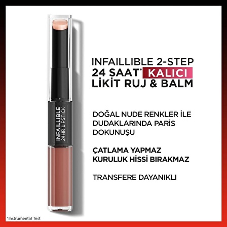 L'Oréal Paris Infaillible 2-Step 24 Saat Kalıcı Likit Ruj & Balm - 101 Everlasting Paris