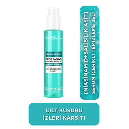 L'Oréal Paris Bright Reveal Cilt Kusuru İzi Karşıtı, Serum İçerikli Temizleme Jeli Niasinamid+Salisilik Asit 150ml