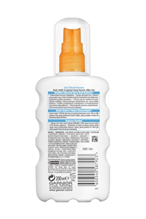 Garnier Ambre Solaire 50+ Faktör Tüm Cilt Tipleri İçin Renksiz Güneş Koruyucu Sprey 200 ml