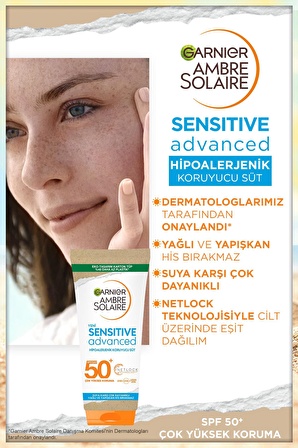 Garnier Ambre Solaire Sensitive Advanced Hipoalerjenik Güneş Koruyucu Süt Spf50+ 175Ml