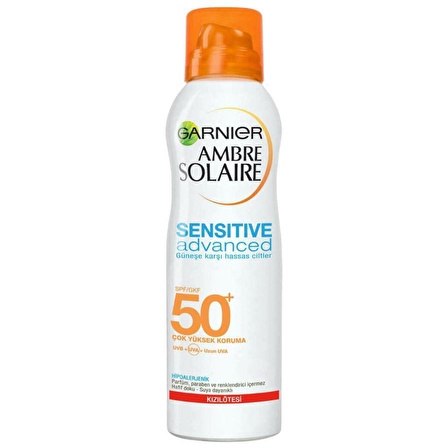 Garnier Ambre Solaire Sensitive Advanced 50+ Faktör Tüm Cilt Tipleri İçin Renksiz Güneş Koruyucu Sprey 200 ml