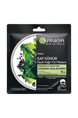  Garnier Saf Kömür Siyah Kağıt Yüz Maskesi Gözenek Sıkılaştırma 28gr